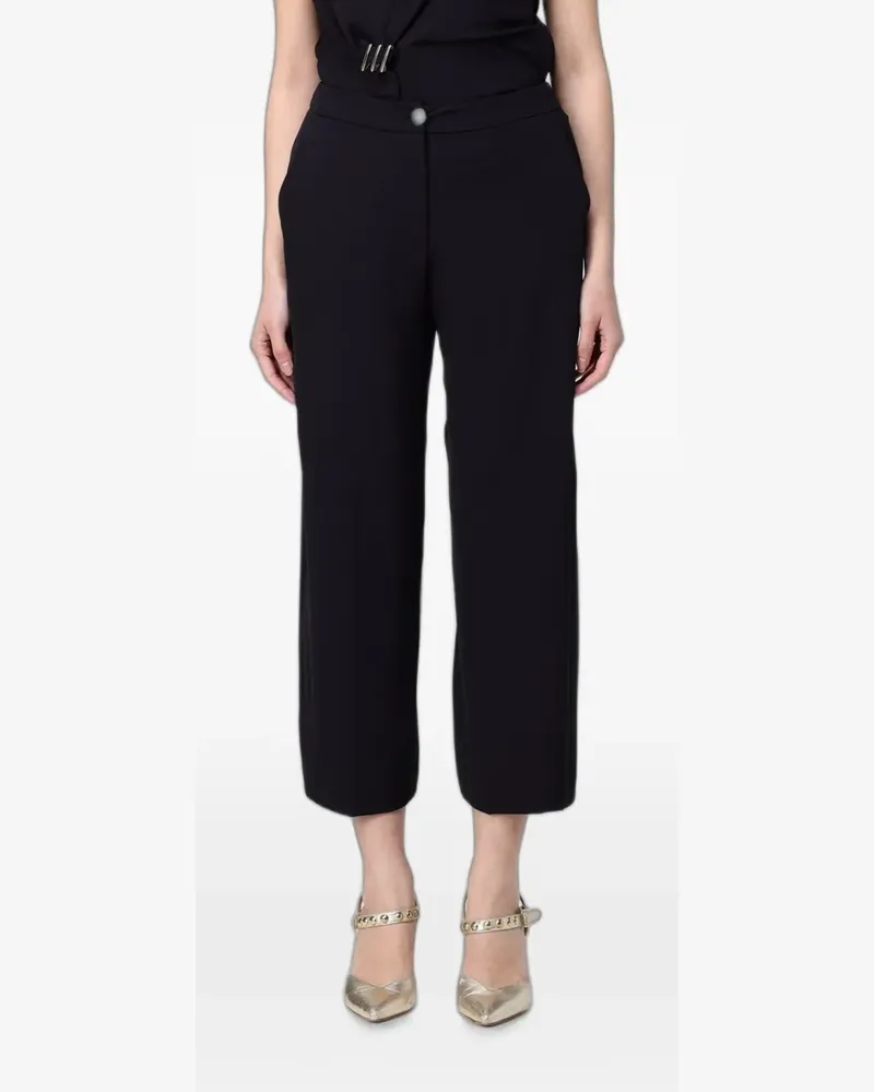 Hanita crepe-texture cropped trousers - Schwarz Schwarz