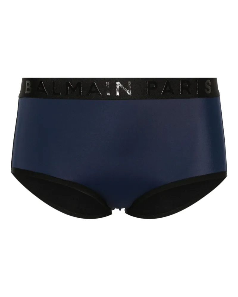 Balmain Bikinihöschen mit Logo-Bund - Blau Blau