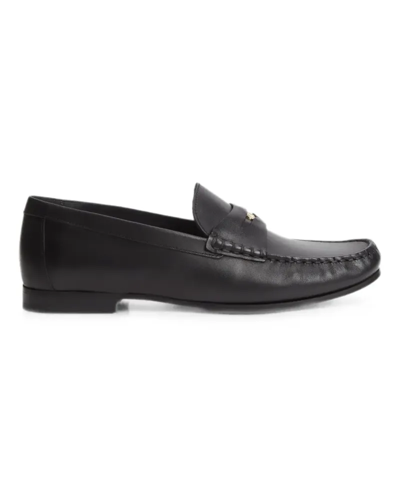 Tommy Hilfiger TH Monogram logo-plaque leather penny loafers - Schwarz Schwarz
