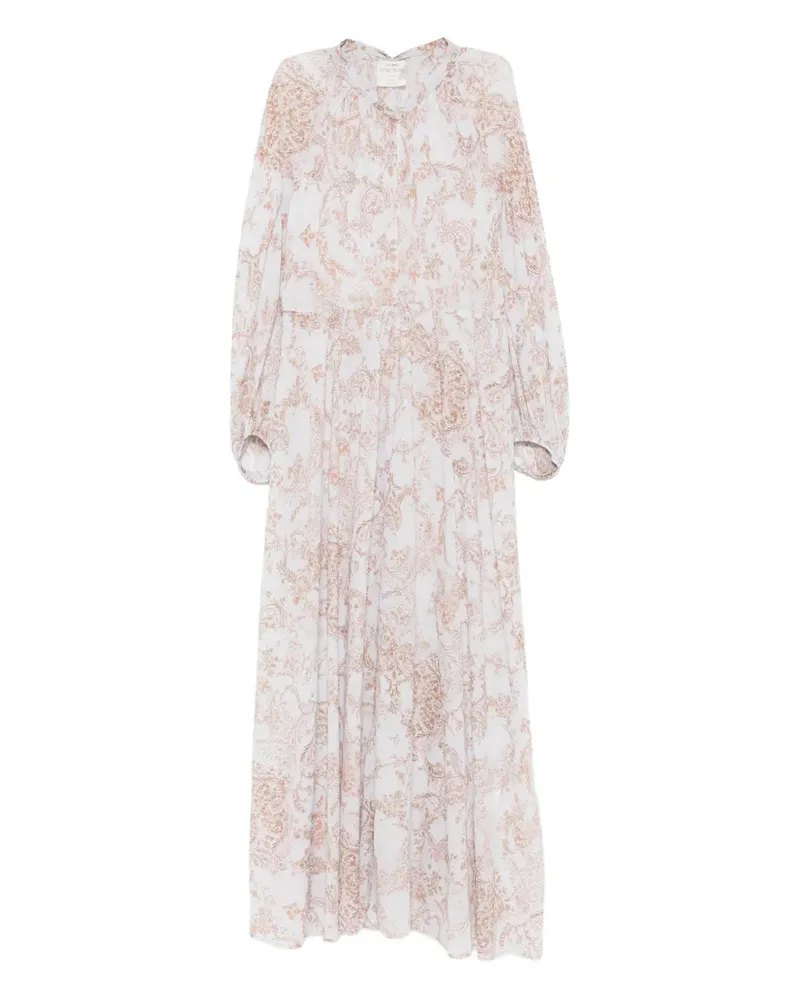 forte_forte Maxikleid mit Blumen-Print - Weiß Weiß