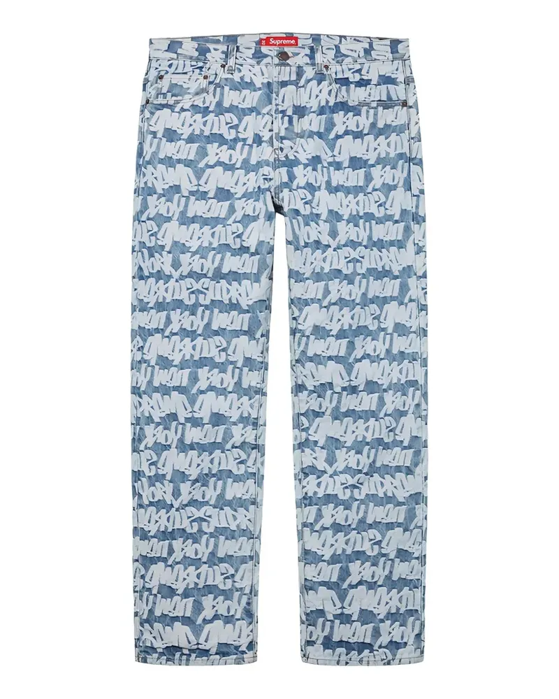 Supreme Being logo-print pattern jeans - Blau Blau