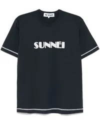 SUNNEI flocked logo T-shirt Blau