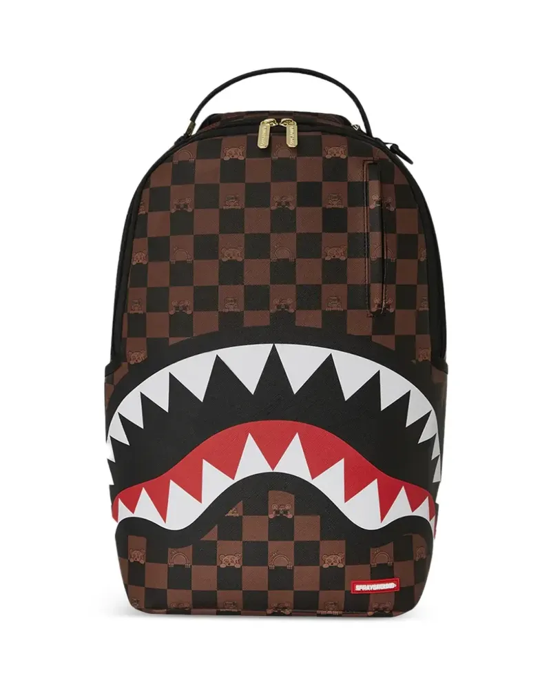 Sprayground check-pattern Peeking Character backpack - Braun Braun
