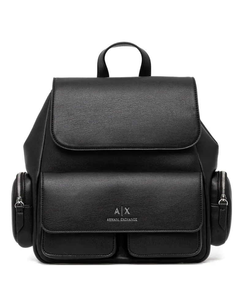 Armani Exchange flap-pocket top-handle backpack - Schwarz Schwarz