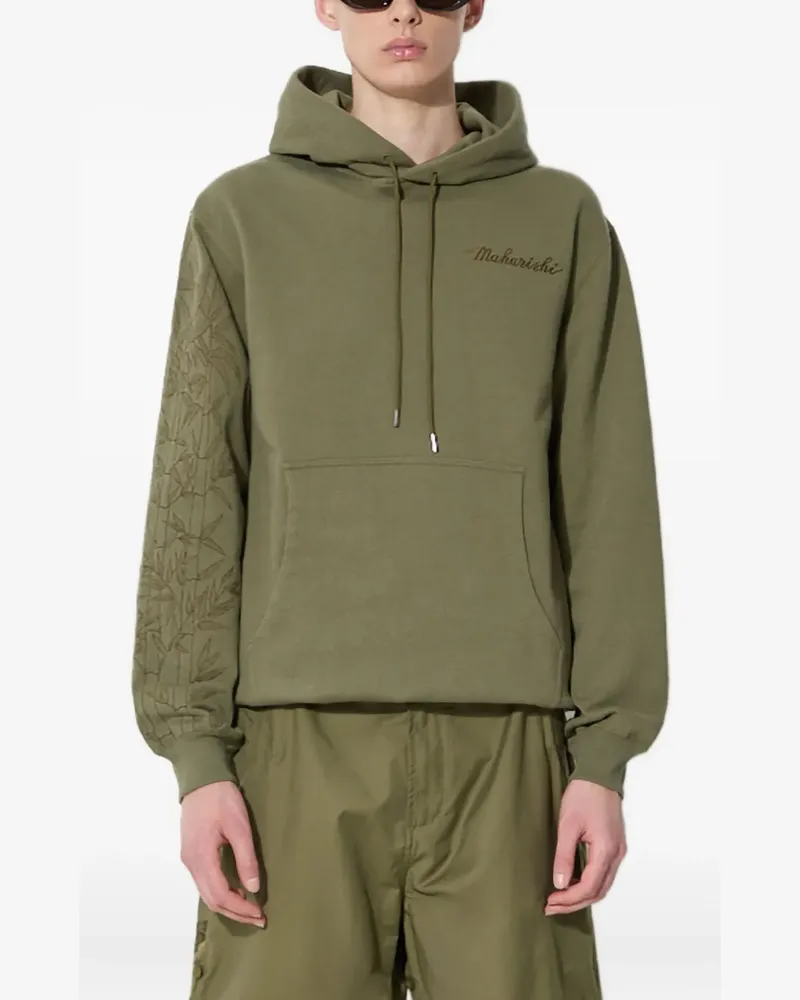 maharishi Bestickter Hoodie mit Bambusärmeln - Grün Grün