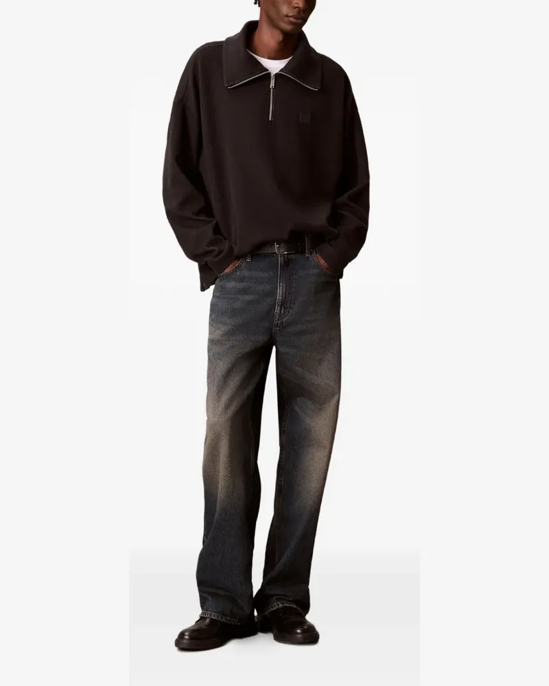 Calvin Klein quarter-zip logo-patch sweater - Schwarz Schwarz