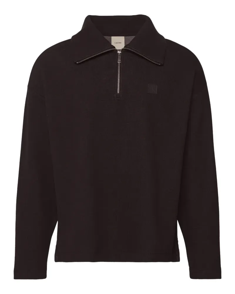 Calvin Klein Sweatshirtjacke mit Logo-Patch - Schwarz Schwarz