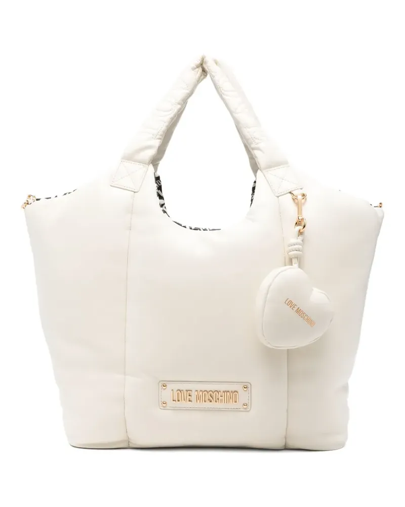 Moschino Gesteppter Tote Bag mit Herzanhänger - Weiß Weiß