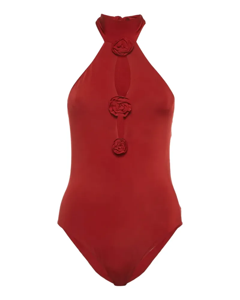 Magda Butrym Neckholder-Body mit Blumenapplikation - Rot Rot