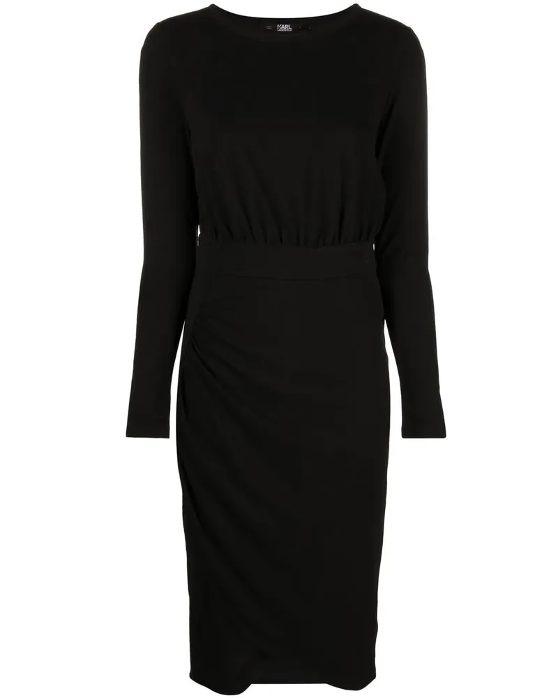 Karl Lagerfeld Langärmeliges Jerseykleid - Schwarz Schwarz