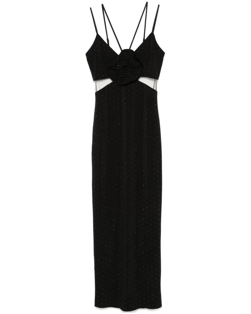 NISSA Abendkleid mit Blumenapplikation - Schwarz Schwarz