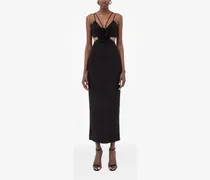 Abendkleid mit Blumenapplikation - Schwarz