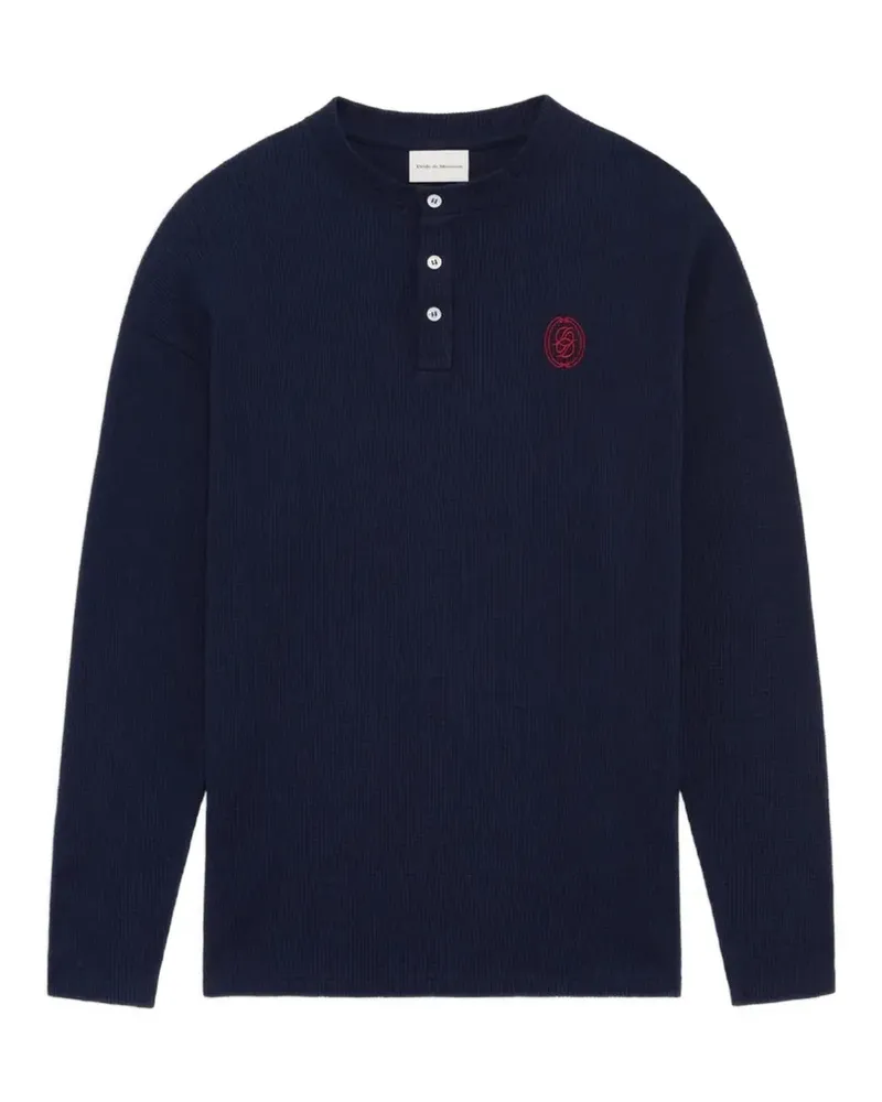 Drôle de Monsieur Waffelstrick-Poloshirt mit Logo-Stickerei - Blau Blau