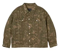 Jeansjacke mit Camouflage-Print - Grün