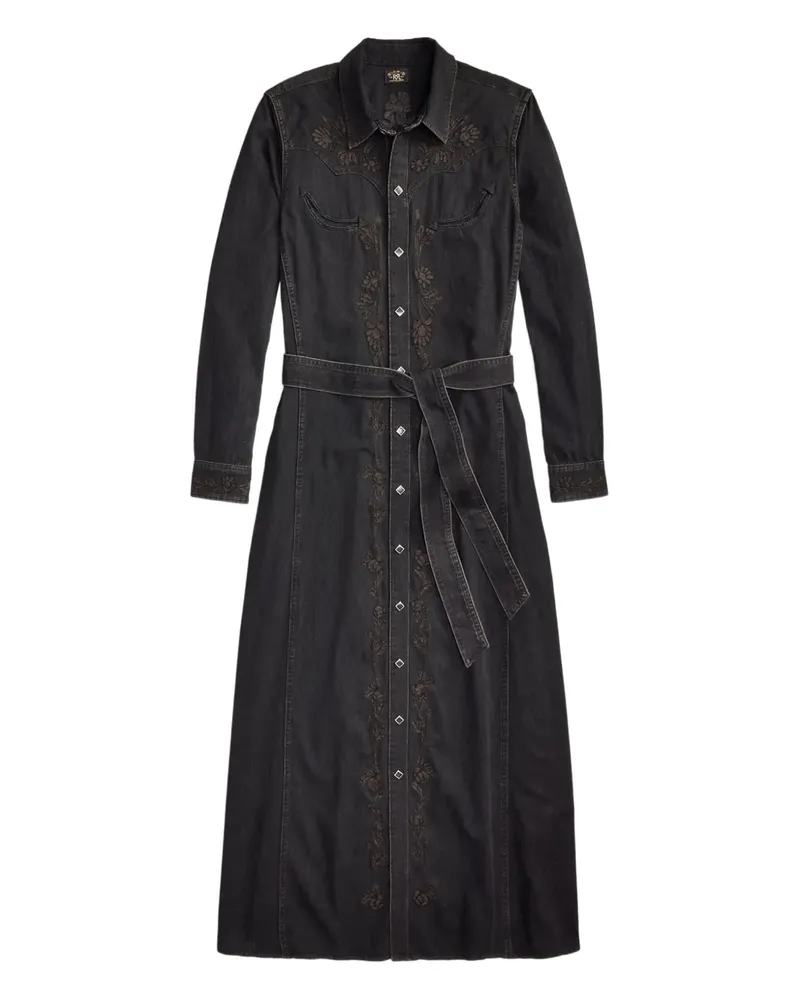 Ralph Lauren Besticktes Midikleid mit Gürtel - Schwarz Schwarz
