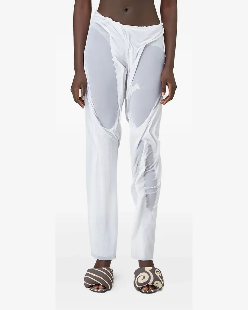 DI PETSA gathered wet-look trousers - Weiß Weiß