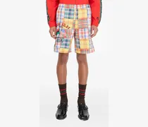 Karierte Patchwork-Shorts - Gelb