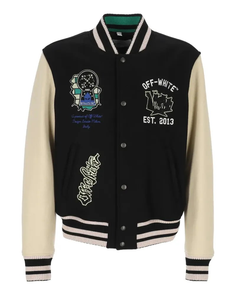 OFF-WHITE embroidered varsity jacket - Schwarz Schwarz