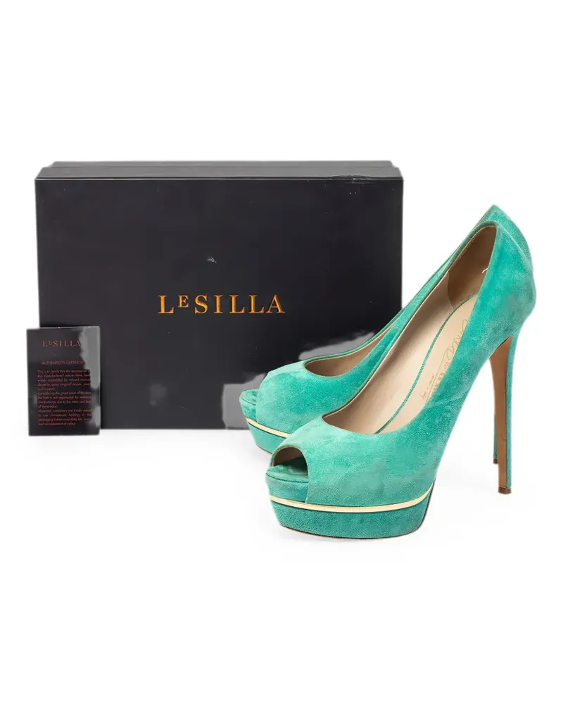 Le Silla 2024 Wildleder-Peeptoe-Pumps mit Plateau - Grün Grün