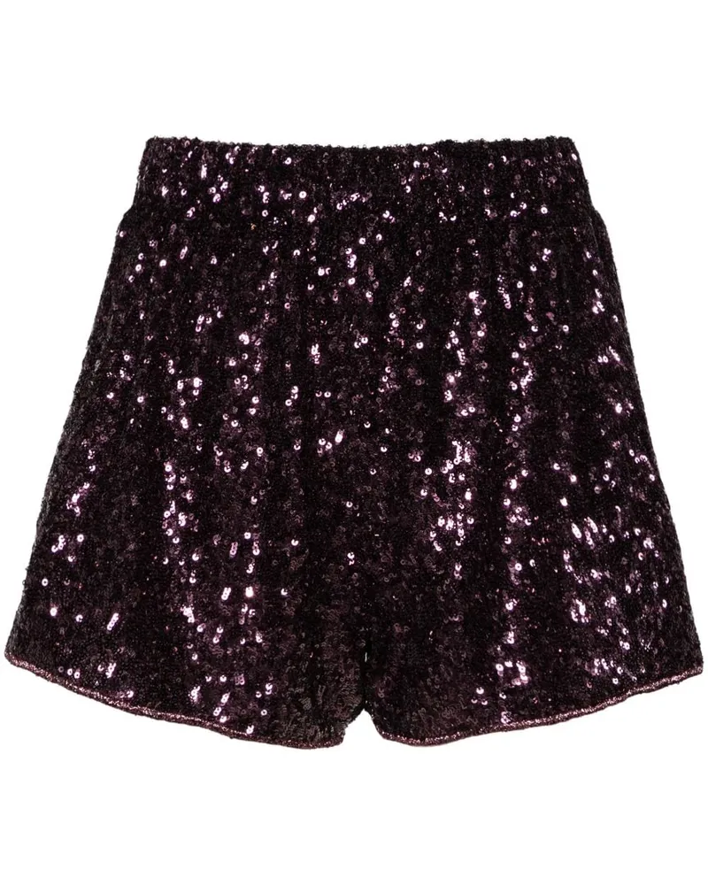 Oséree Kurze Shorts mit Pailletten Violett