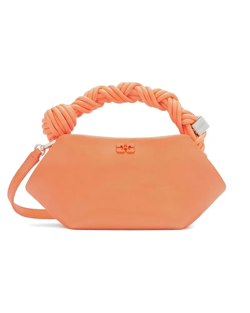Ganni Bou braided-handle tote bag - Orange Orange