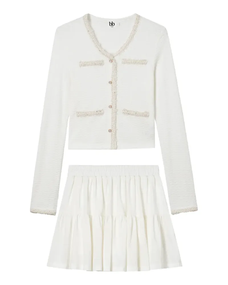 b+ab sequin-embellished ruffled cardigan and skirt set - Nude Nude