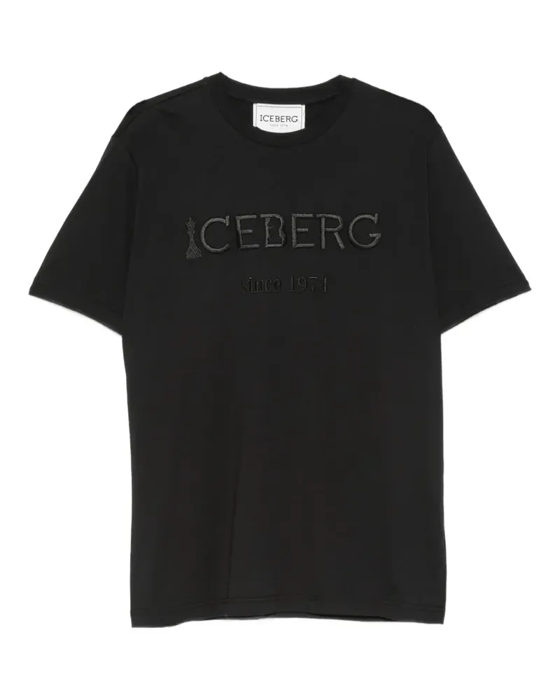 Iceberg T-Shirt mit Logo-Stickerei - Schwarz Schwarz