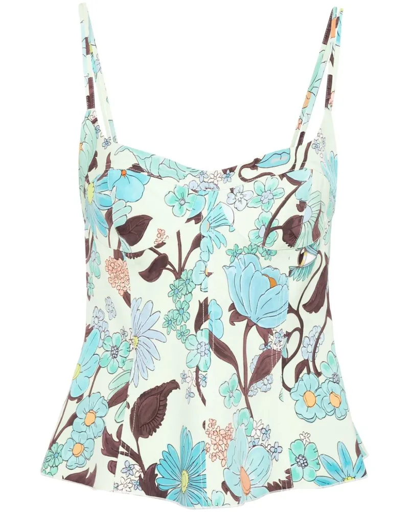 Stella McCartney Cropped-Top mit Blumen-Print Grün