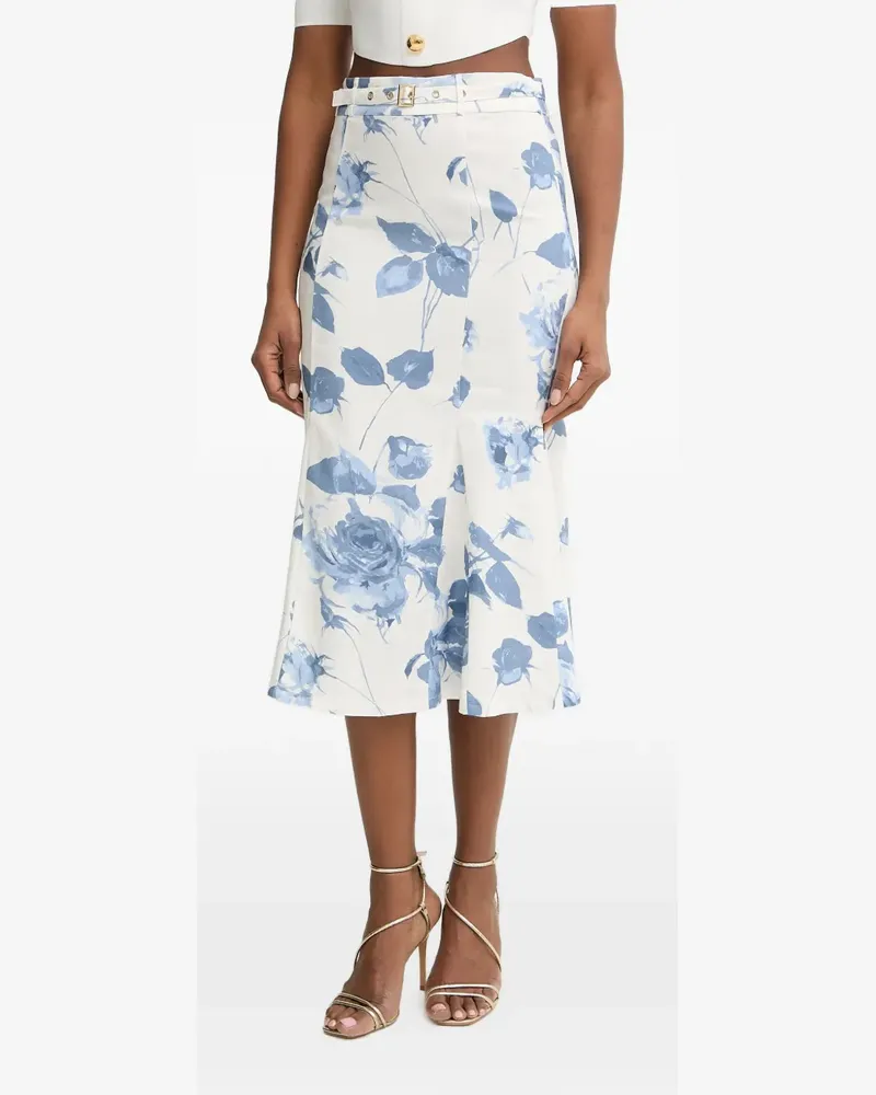 Guess Ryan floral-print belted mid-skirt - Weiß Weiß