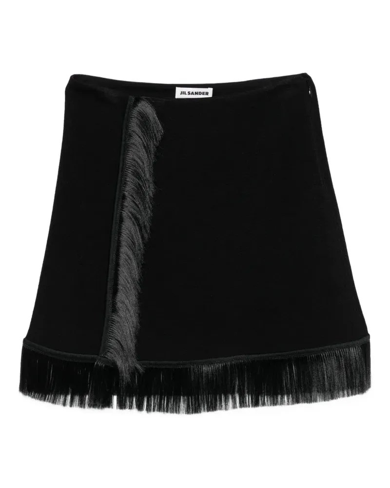 Jil Sander Minirock mit Fransen - Schwarz Schwarz