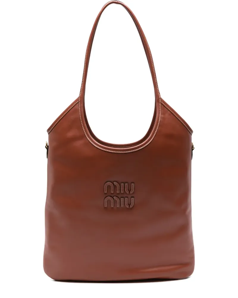 Miu Miu Schultertasche mit Logo-Schild - Braun Braun