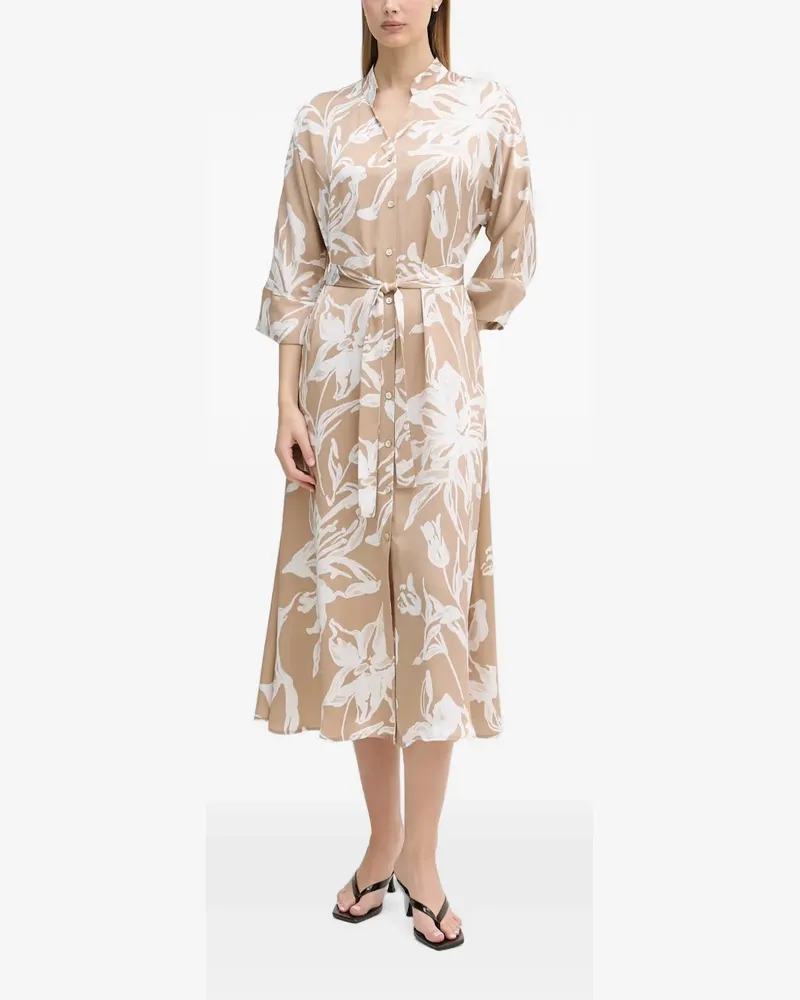 Joseph Ribkoff floral-print belted midi dress - Nude Nude