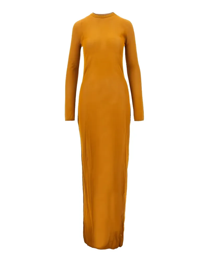 Saint Laurent semi-sheer long-sleeve maxi dress - Orange Orange