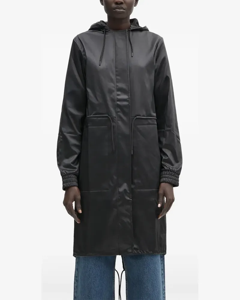 RAINS String hooded pocket parka - Schwarz Schwarz