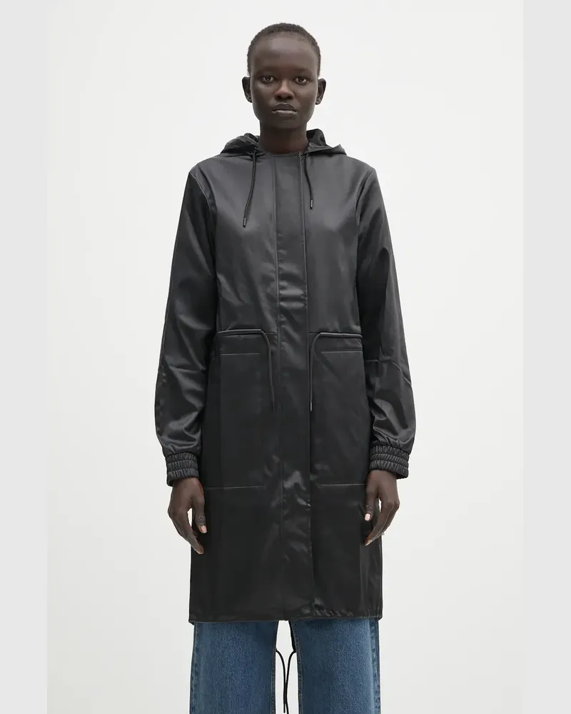 RAINS String Kapuzenparka - Schwarz Schwarz