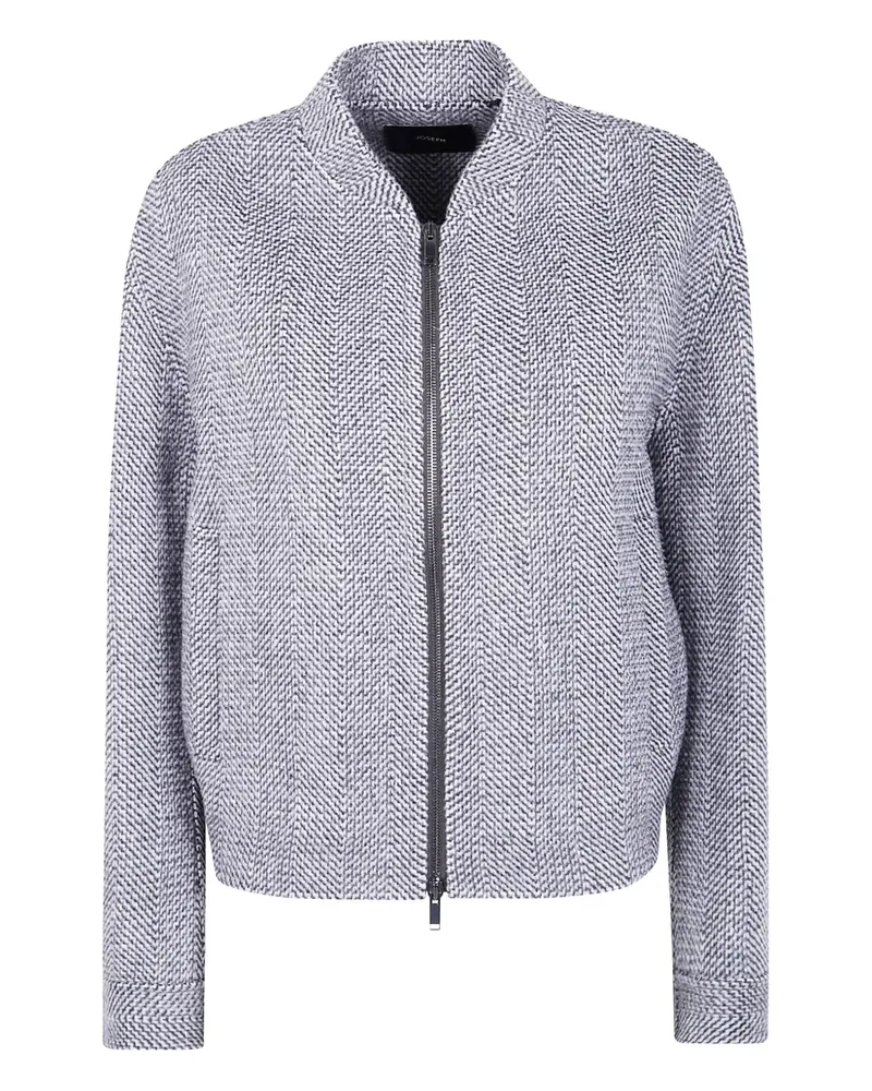 Joseph Reißverschluss-Jacke mit Fischgrätenmuster - Weiß Weiß