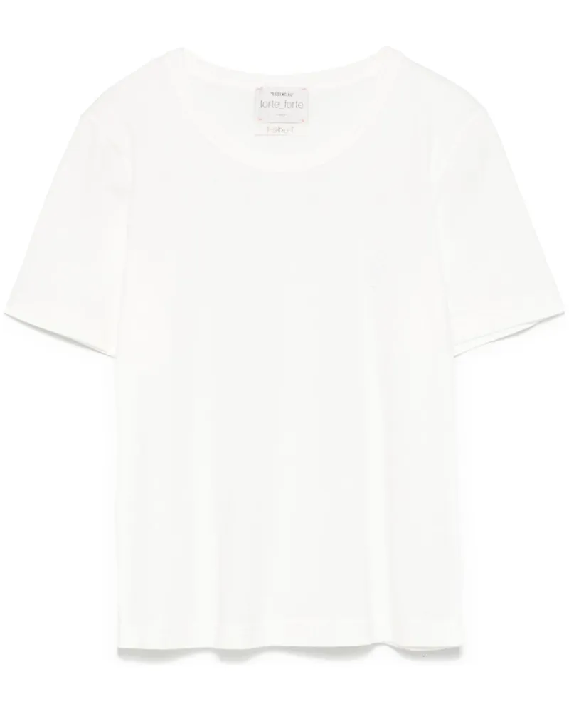 forte_forte T-Shirt mit Herz-Patch - Weiß Weiß