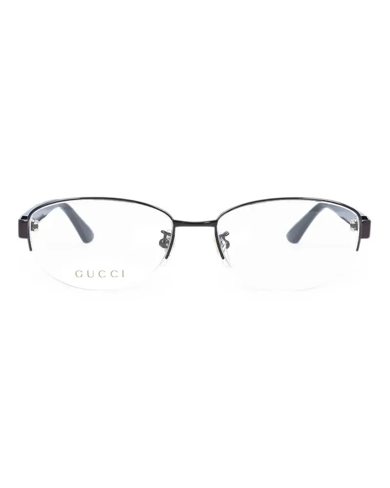 Gucci logo-plaque round-frame glasses - Braun Braun