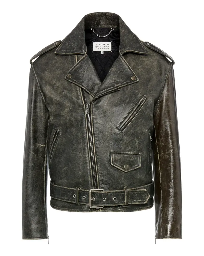 Maison Margiela Bikerjacke aus Leder - Schwarz Schwarz