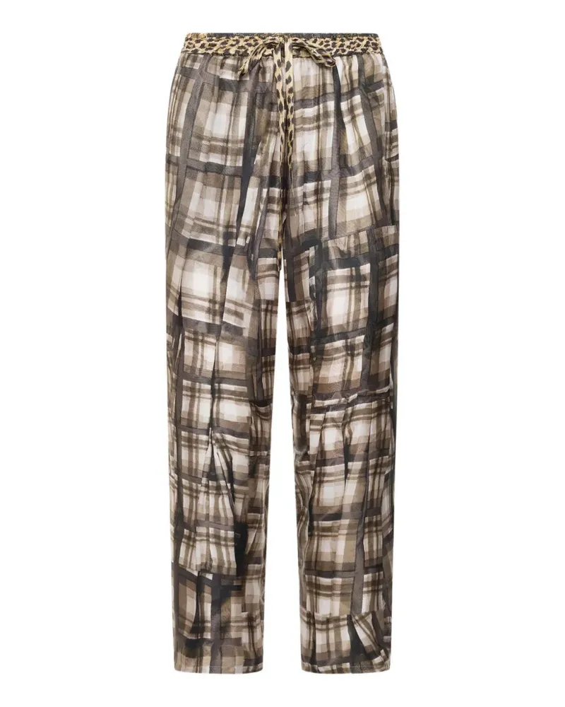 Pierre-Louis Mascia Aloe Seidenhose mit abstraktem Karomuster - Nude Nude