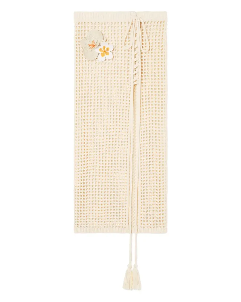 Alanui Where the Waves Begins Midirock mit Blumenapplikation - Nude Nude