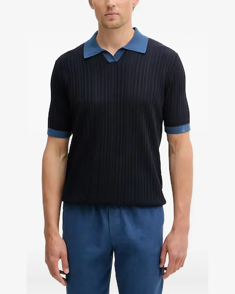 Benetton Geripptes T-Shirt mit Poloshirtkragen - Blau Blau