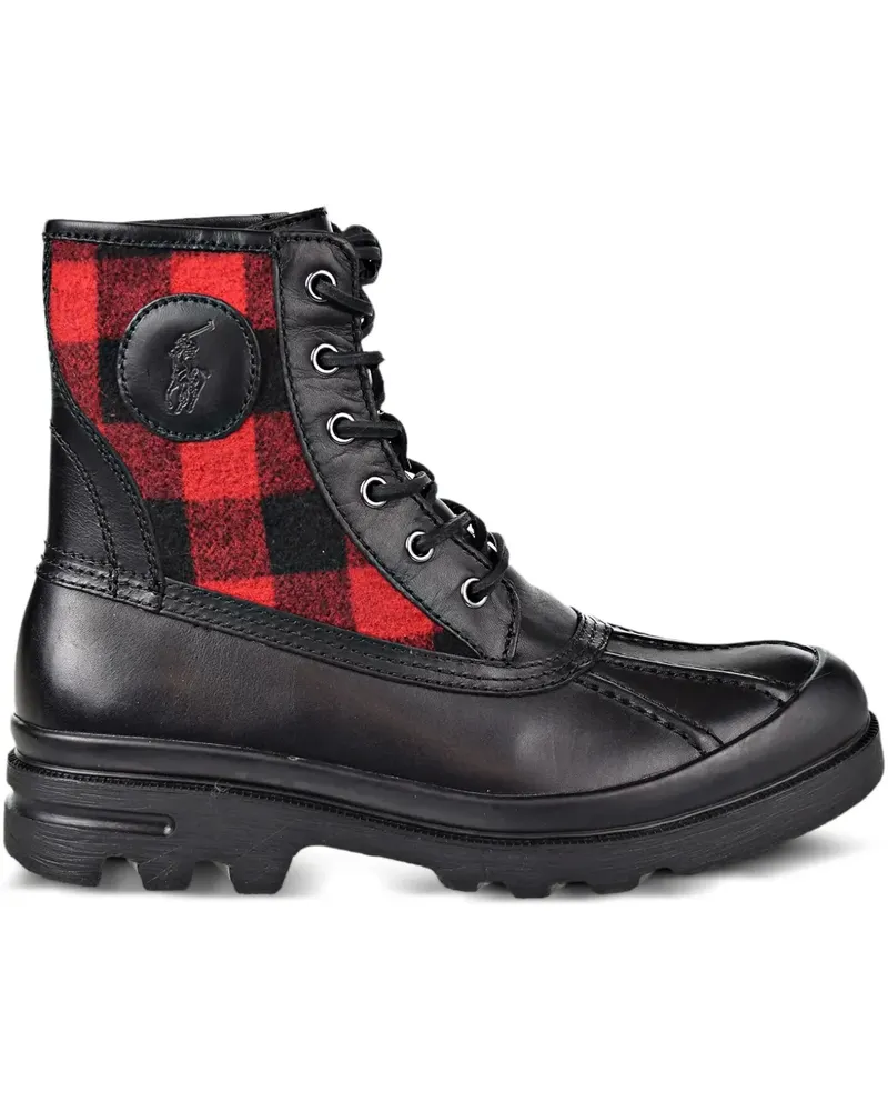 Ralph Lauren Schnürstiefel mit kariertem Einsatz - Schwarz Schwarz