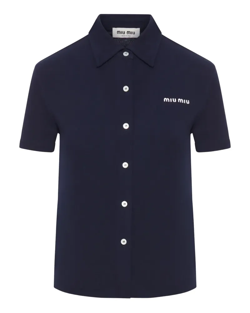 Miu Miu Oberteil mit Logo - Blau Blau