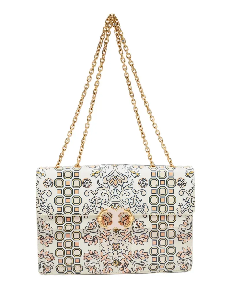 Tory Burch Gemini Link Schultertasche mit Print - Weiß Weiß