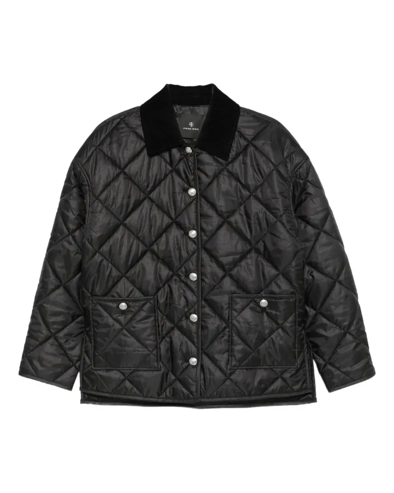 Anine Bing Luca quilted corduroy-collar jacket - Schwarz Schwarz