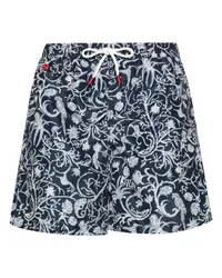 Kiton Badeshorts mit Logo-Stickerei Blau