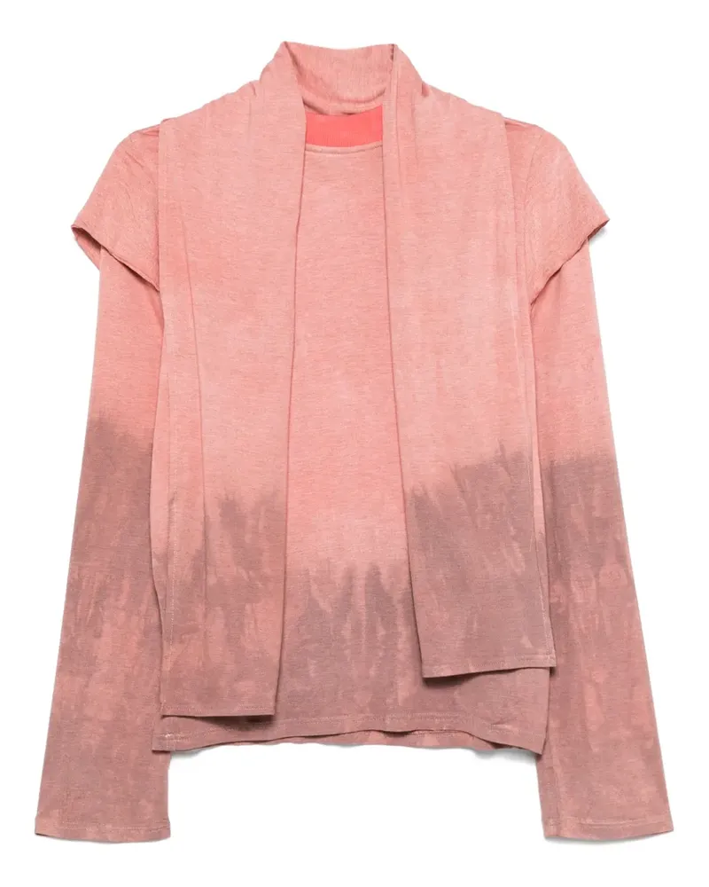 Charlie Constantinou Langarmshirt mit integriertem Schal - Rot Rot
