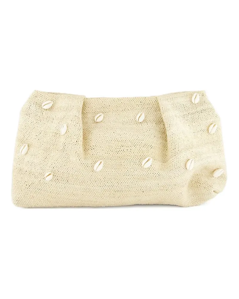 Sensi Studio Mini Seashell-Sisal Clutch - Weiß Weiß