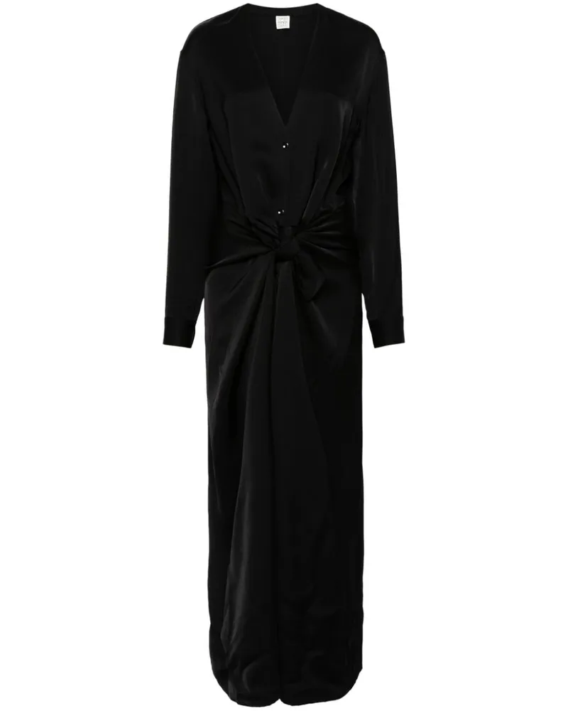 Totême knot-detail satin dress - Schwarz Schwarz
